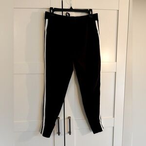 Athleta Black Joggers White side Stripes Ankle Casual Pants Joggers Size Small